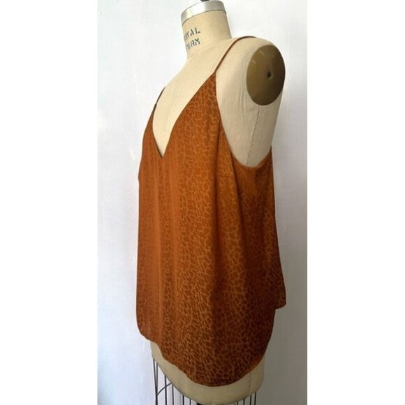 H&M RUST LEOPARD PRINT V-NECK SPAGHETTI STRAP SILKY CAMISOLE 16 NWT - Picture 3 of 8